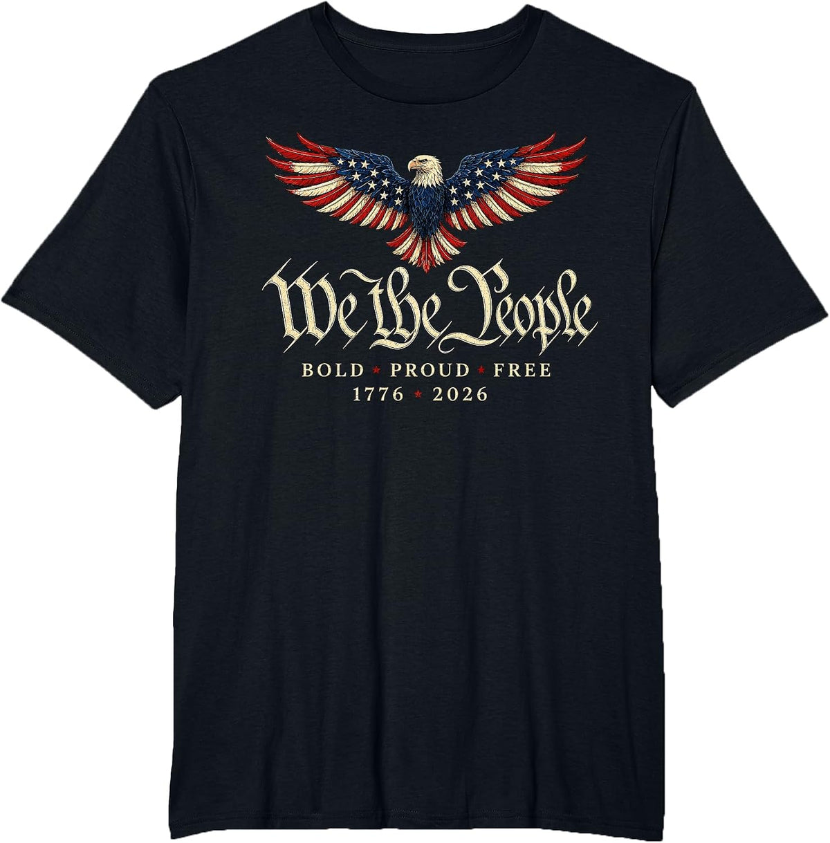 Patriotic Eagle 1776 2026 250th Anniversary T-Shirt - Black
