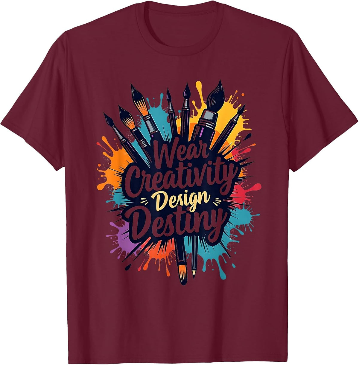 Wear Creativity Design Destiny Creative Graphic T-Shirt - Burgundy