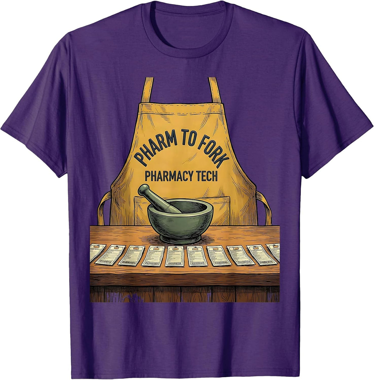 Pharm To Fork Pharmacy Tech Funny Pharmacist Crew Gift T-Shirt - Purple