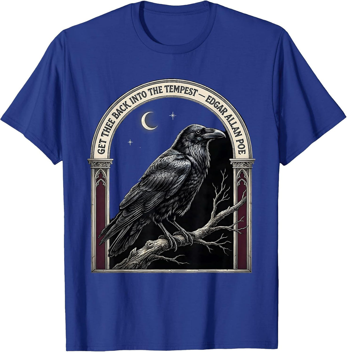Men's Get Thee Back Into The Tempest — Edgar Allan Poe Gothic T-Shirt - Royal Blue