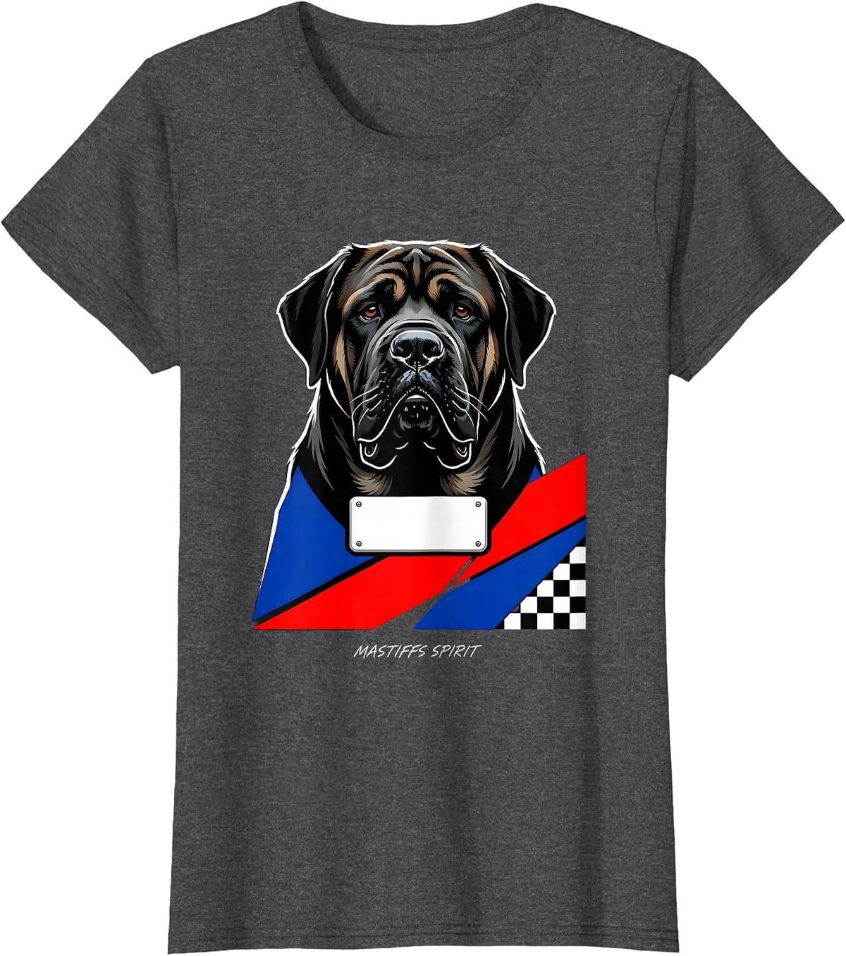 Women's Mastiffs Spirit Racing Livery School Mascot Team Spirit Fan T-Shirt - Dark Heather Grey