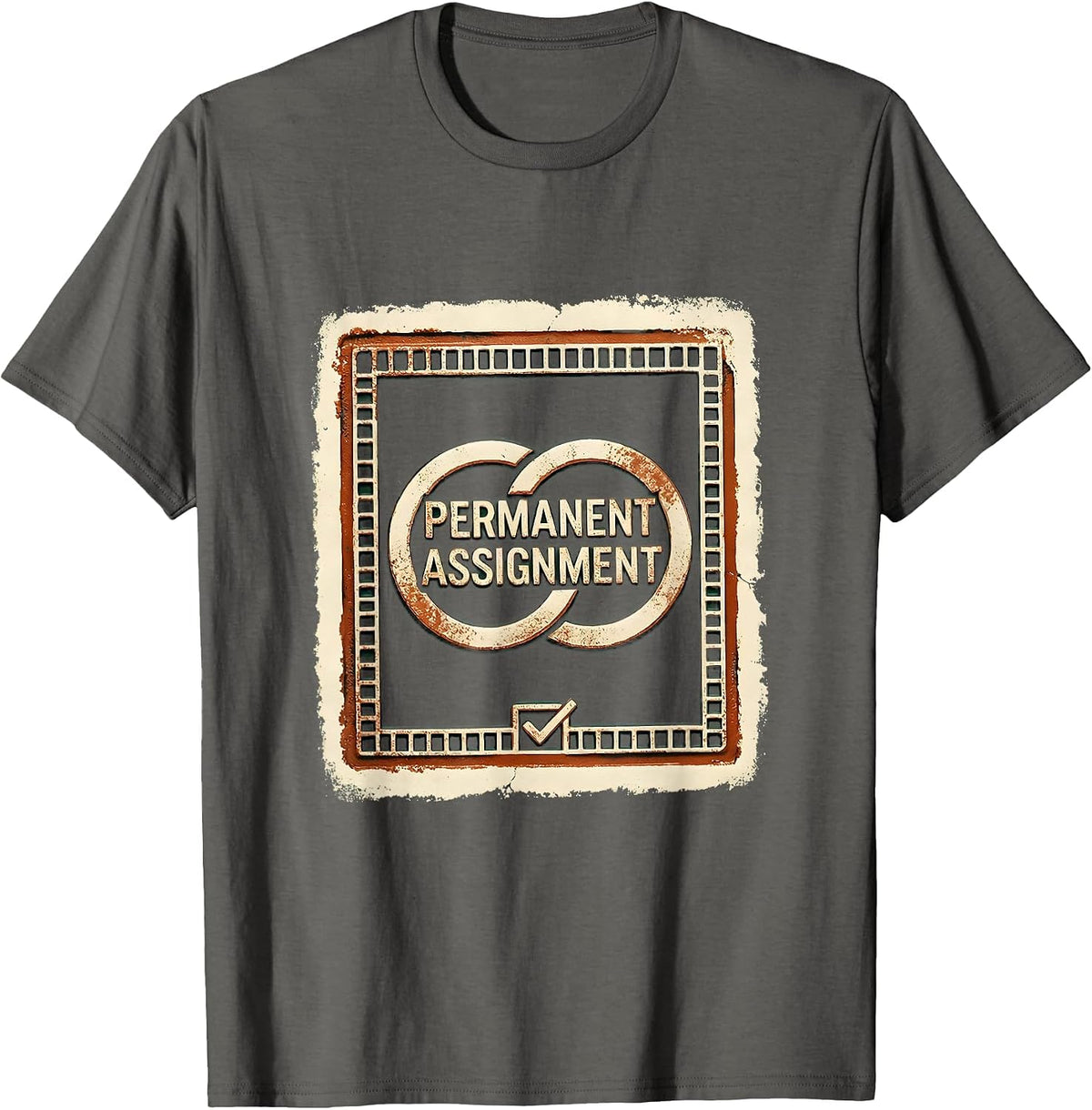 Permanent Assignment Rubber Stamp Skeleton Wedding Humor T-Shirt - Asphalt Grey