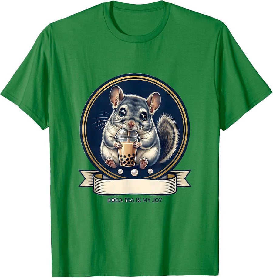 Men's Boba Tea Is My Joy Cute Kawaii Chinchilla Animal Lover Gift T-Shirt - Kelly Green