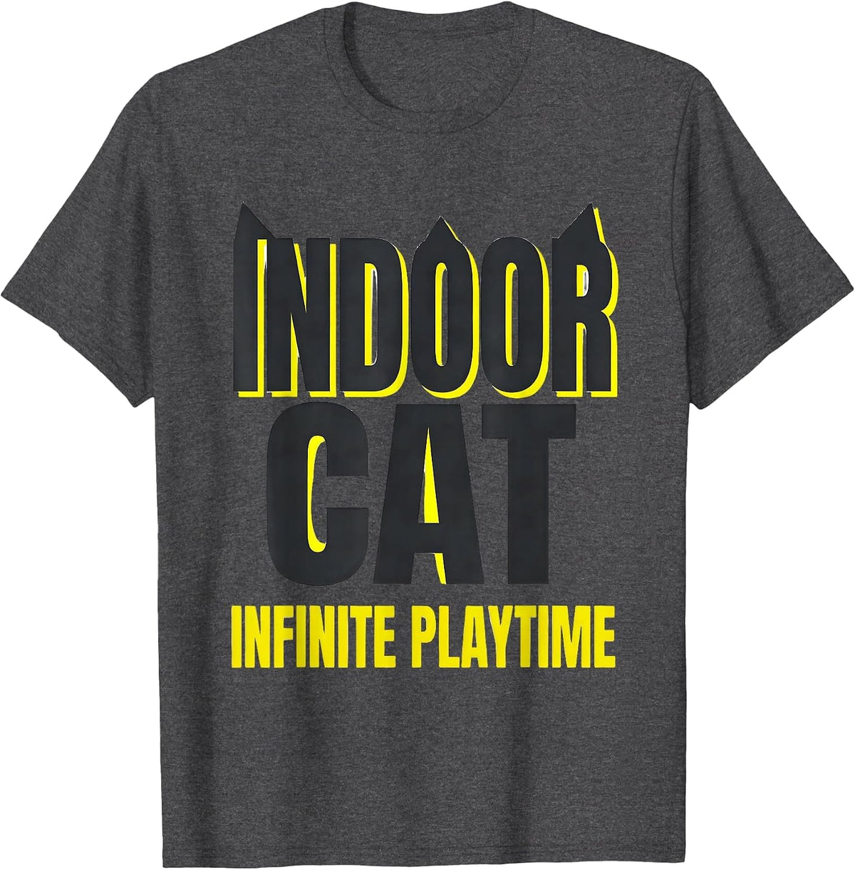 Men's Indoor Cat Infinite Playtime Funny Cat Gamer Video Game T-Shirt - Dark Heather Grey