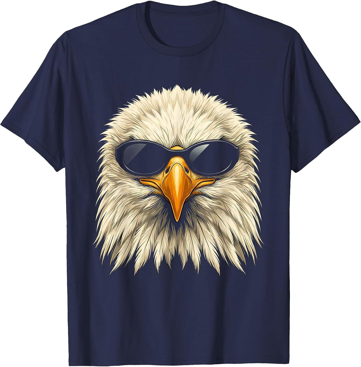 Men's Bald Eagle Sunglasses Novelty Mascot Funny Eagle Lover T-Shirt - Navy Blue
