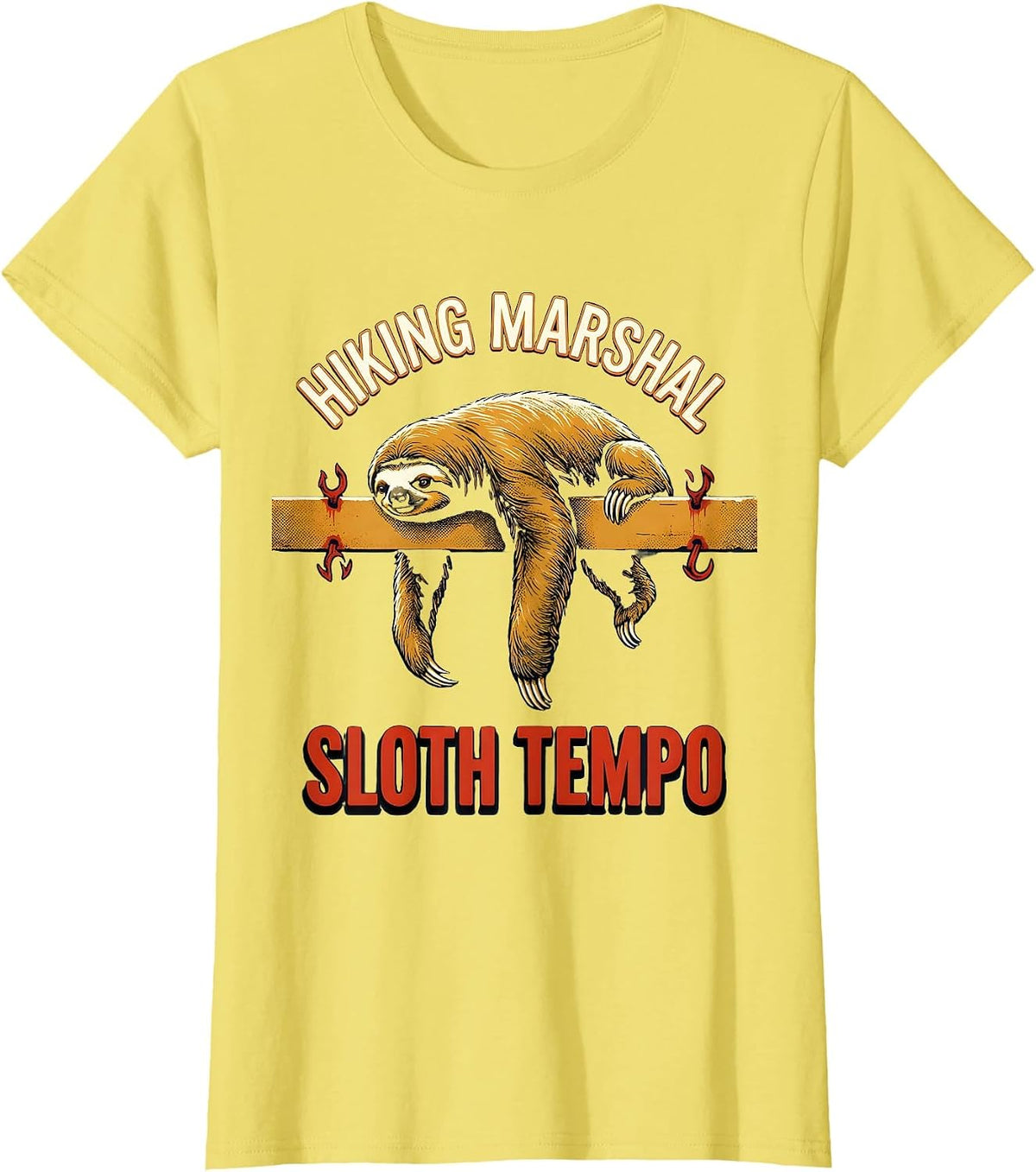 Women's Hiking Marshal Sloth Tempo Funny Sloth Lover Lazy Humor Gift T-Shirt - Lemon Yellow