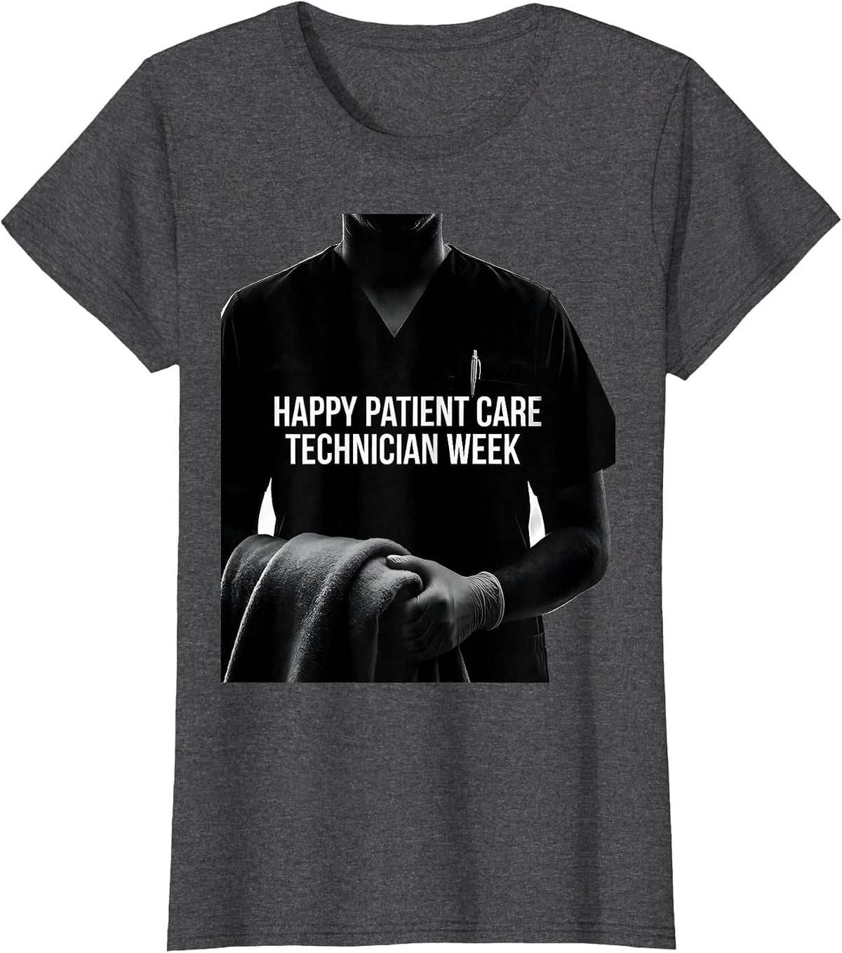 Women's Happy Patient Care Technician Week Appreciation Gift PCT T-Shirt - Dark Heather Grey