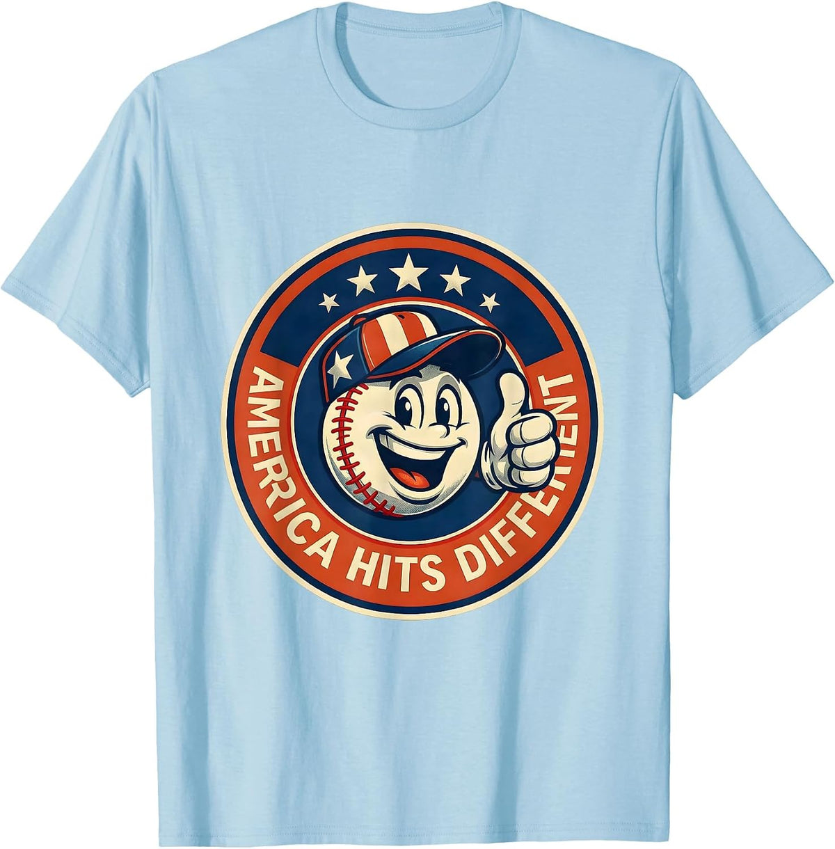 Men's America Hits Different Patriotic USA Design T-Shirt - Baby Blue