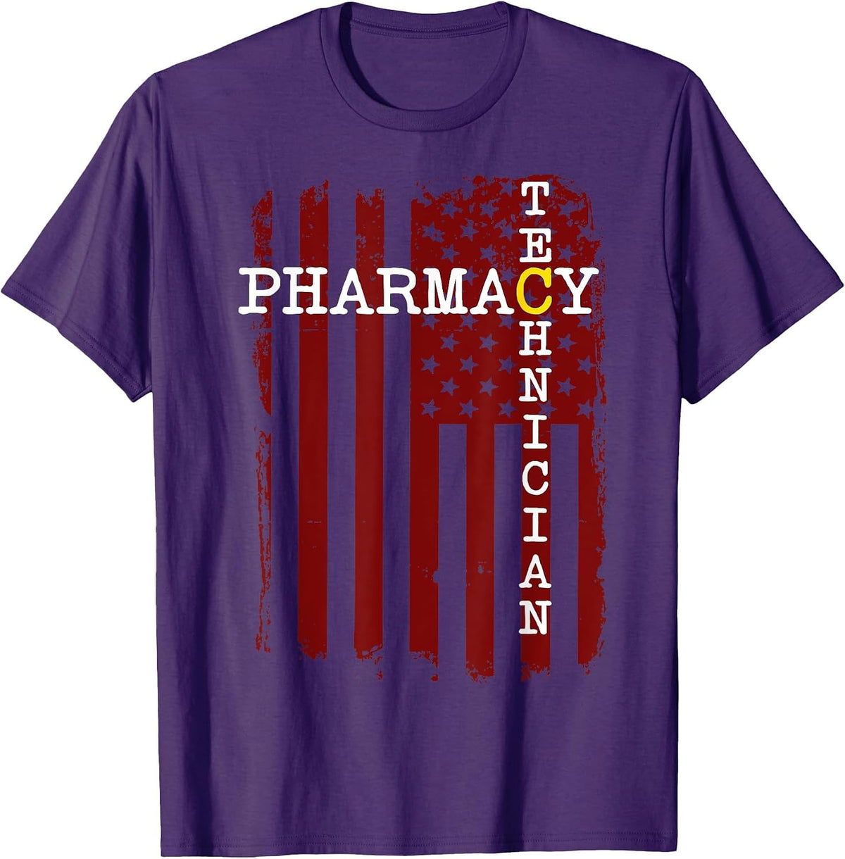 Pharmacy Technician American Flag T-Shirt - Purple