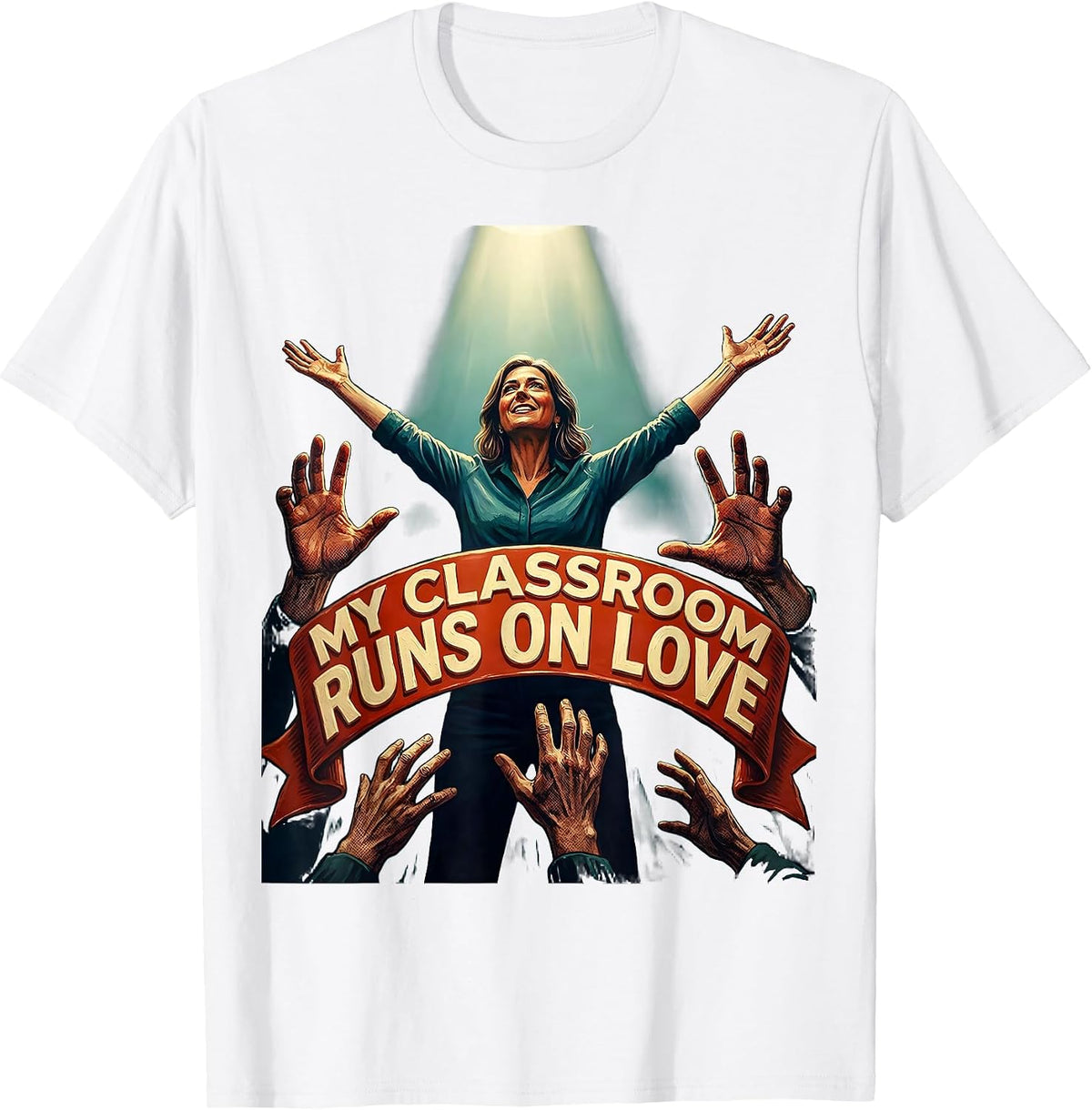 Men's My Classroom Runs On Love Sped Teacher Design T-Shirt - White