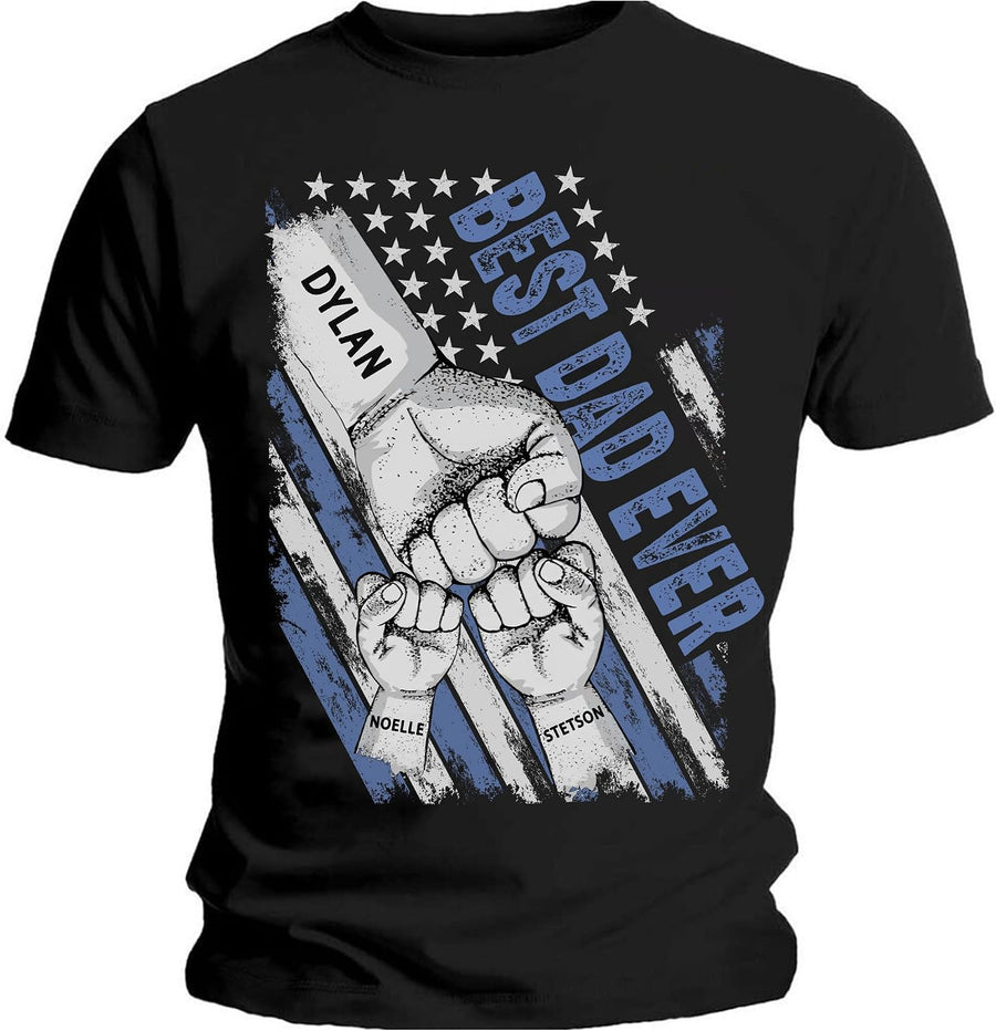 Love Signal - Personalized Best Papa Ever Fist Bump American Flag Shirt, Papa Gifts, Fathers Days Birthday Tee S-4XL - Flag