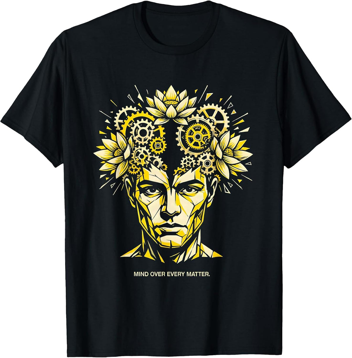 Men's Mind Over Every Matter Mental Health Design T-Shirt - Black