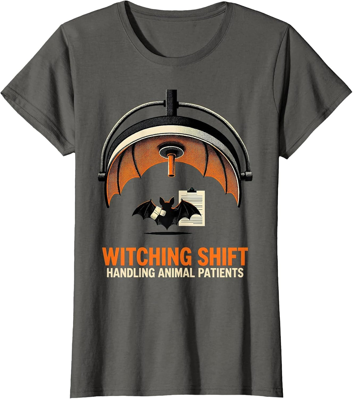 Women's Witching Shift, Handling Animal Patients Vet Tech T-Shirt - Asphalt Grey