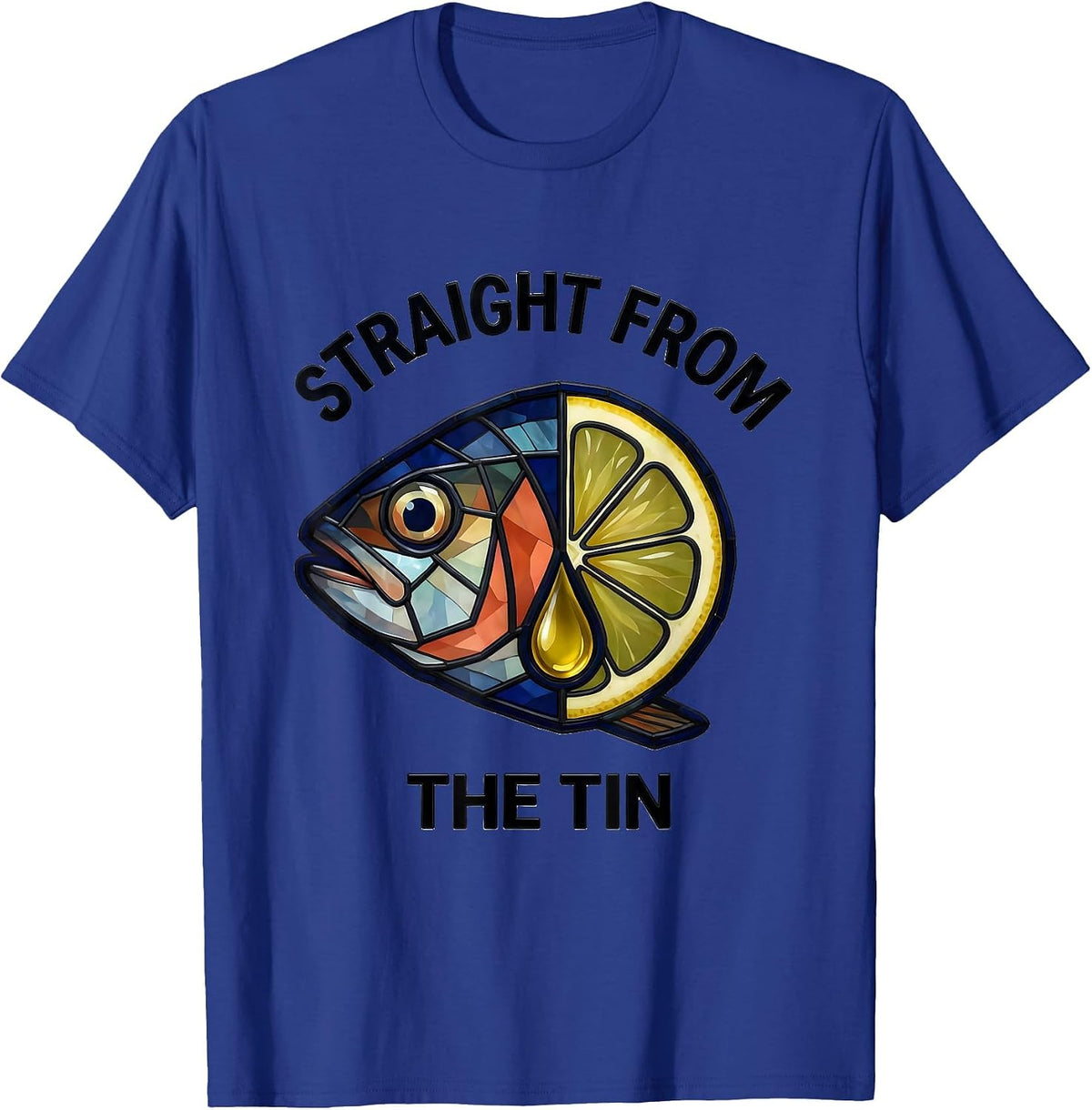 Straight From The Tin Stained Glass Mosaic Coastal Vintage T-Shirt - Royal Blue