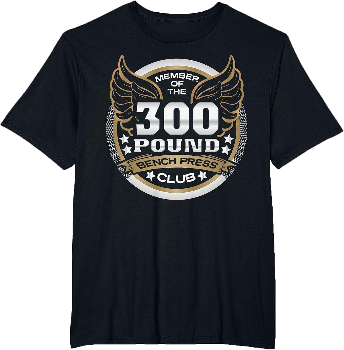 300 Pound Bench Press Club for Powerlifter Weightlifter Gym T-Shirt - Black
