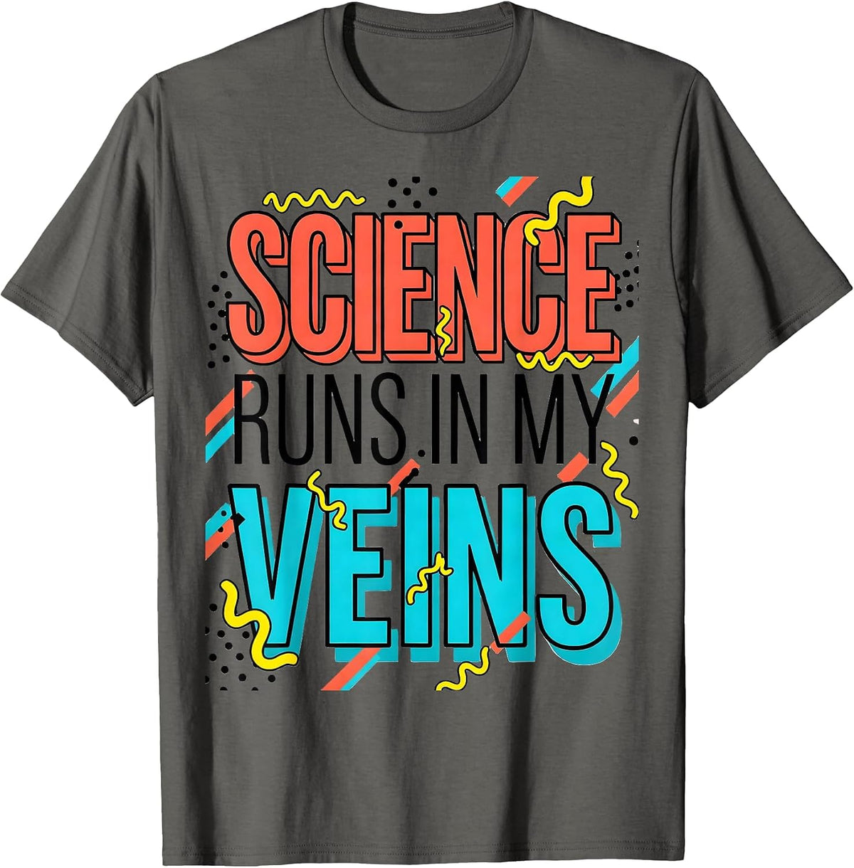 Men's Science Runs In My Veins Back to School Teacher T-Shirt - Asphalt Grey