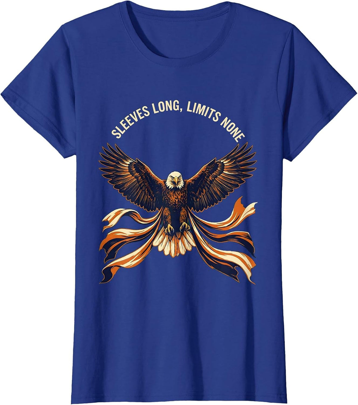 Women's Sleeves Long Limits None Freedom Graphic Design T-Shirt - Royal Blue