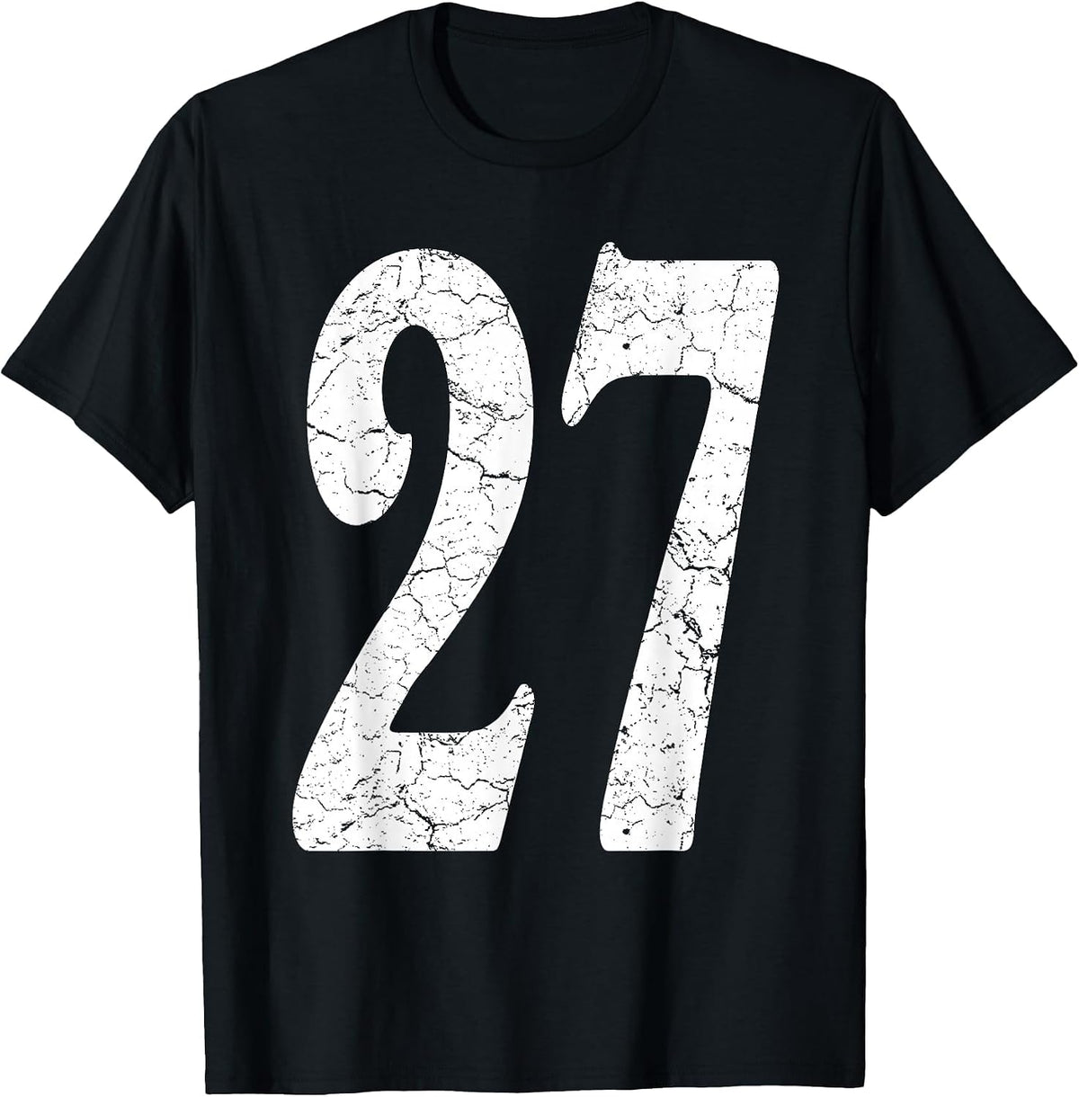 Distressed White Number 27 Jersey Uniform Player Fan T-Shirt - Black