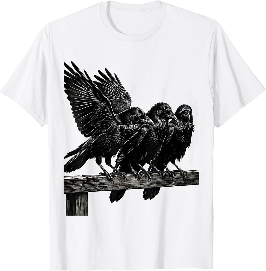 Men's Attempted Murder Crows Dark Humor Bird Lover Pun T-Shirt - White