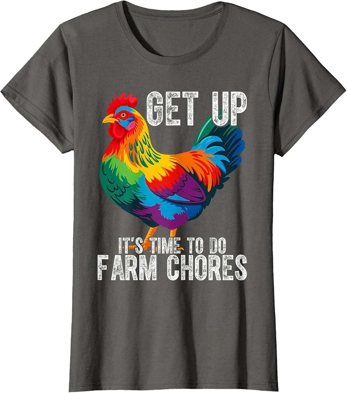 Get up Its Time to Do Farm Chores T-Shirt - Asphalt Grey