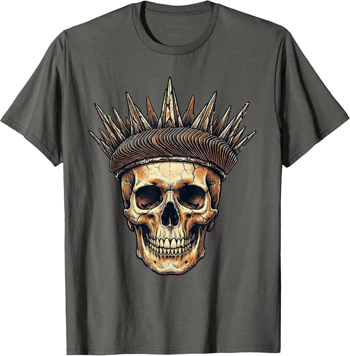 Skull Crown of Guitar Picks Vintage Rock Art T-Shirt - Asphalt Grey