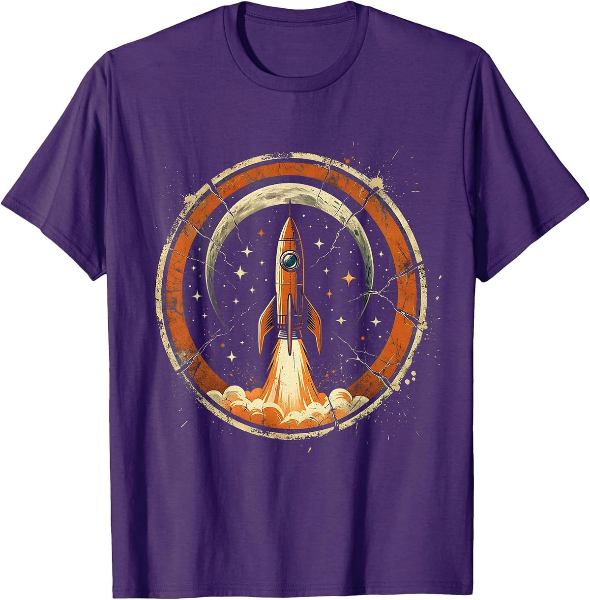 Men's 21st Birthday Rocket Launch Galaxy Illustration T-Shirt - Purple