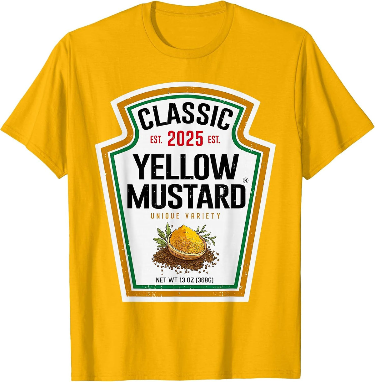 Yellow Mustard Condiment DIY Halloween Costume Matching T-Shirt - Golden Yellow