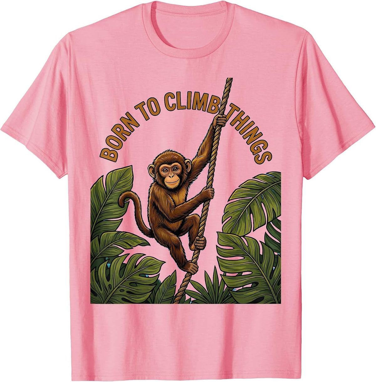Men's Born to Climb Things Monkey Graphic Design T-Shirt - Pink