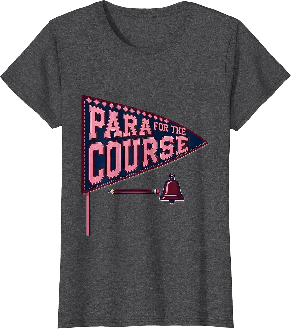 Women's Para For The Course Sparkle Varsity Back To School T-Shirt - Dark Heather Grey