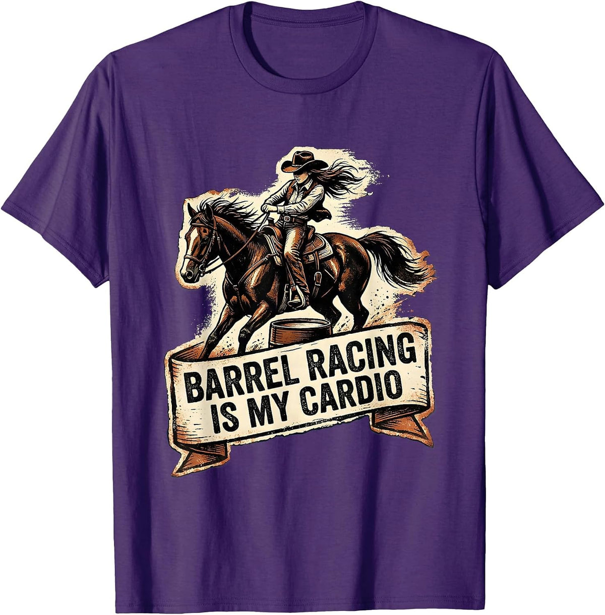 Barrel Racing Is My Cardio Rodeo Design T-Shirt - Purple