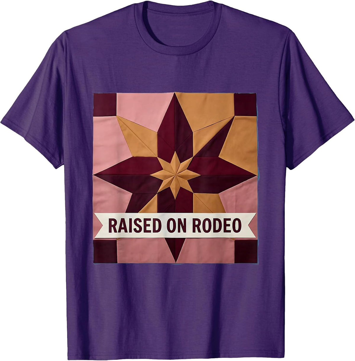 Raised on Rodeo Cowgirl Design T-Shirt - Purple