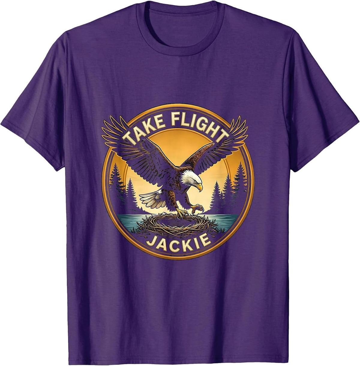 Men's Take Flight Jackie Bald Eagle Memorial Big Bear Lake Nature T-Shirt - Purple