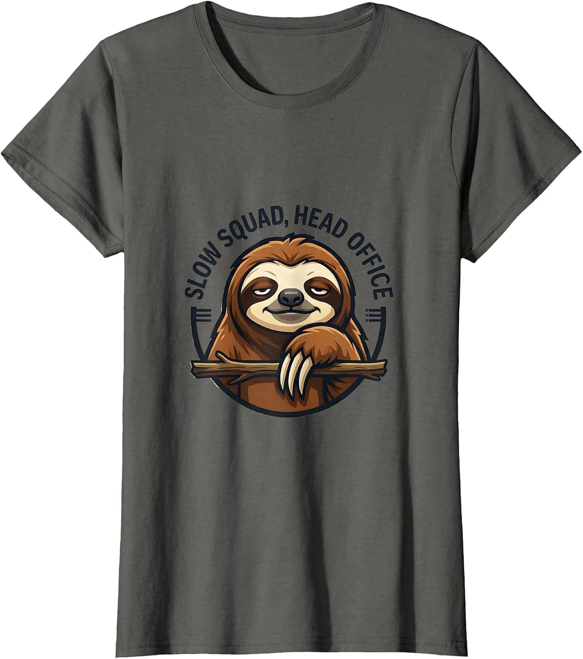 Women's Slow Squad Head Office Funny Sloth Lover Gift T-Shirt - Asphalt Grey