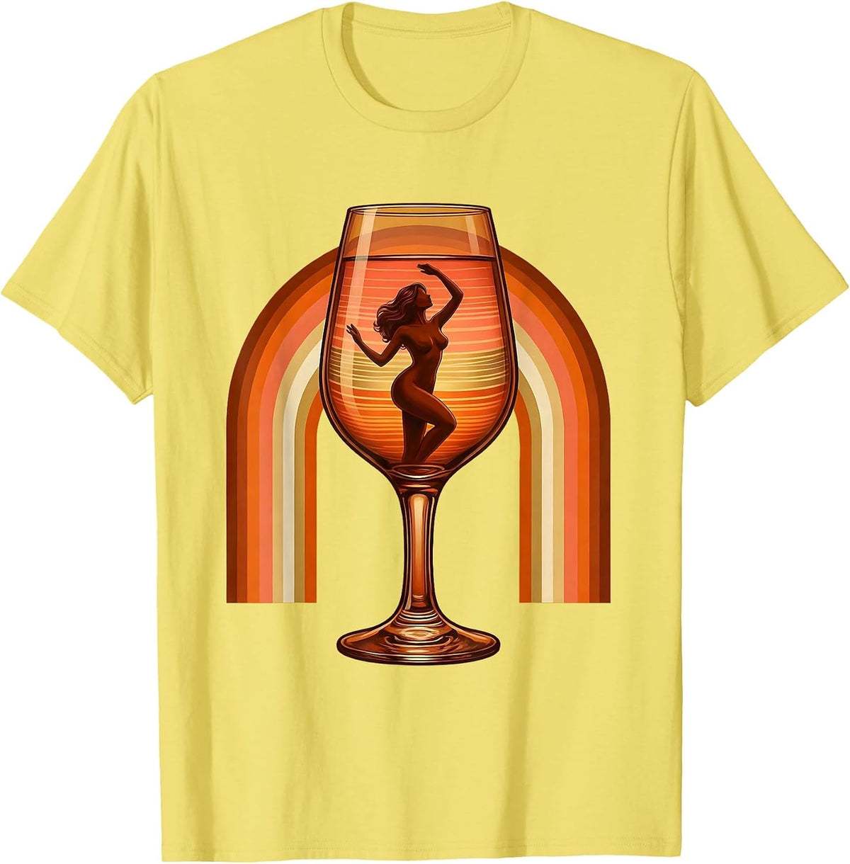 Men's Gigi Champagne Glass Silhouette Graphic Tee T-Shirt - Lemon Yellow