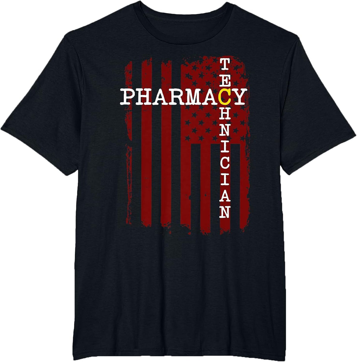 Pharmacy Technician American Flag T-Shirt - Black