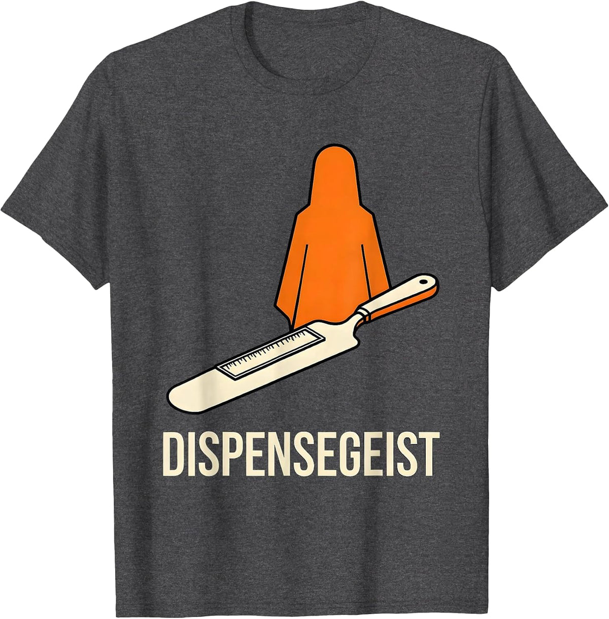 Dispensegeist Stencil Graphic Halloween Pharmacy Technician T-Shirt - Dark Heather Grey