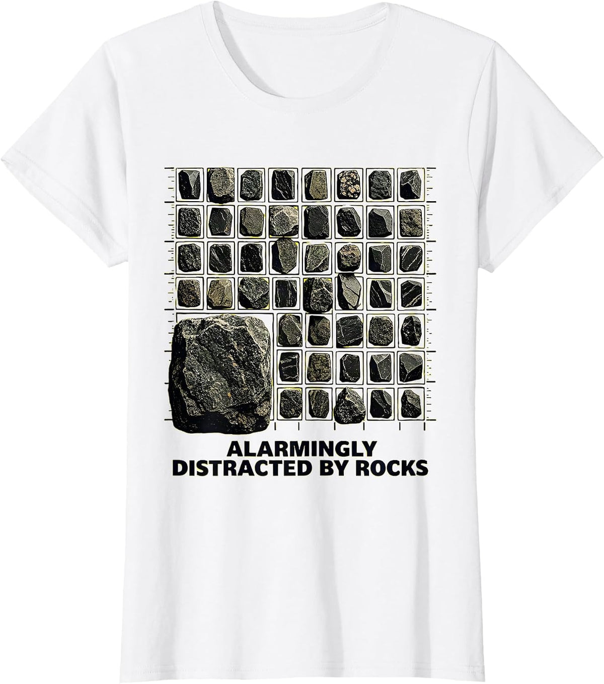 Alarmingly Distracted By Rocks Funny Geologist Rock T-Shirt - White