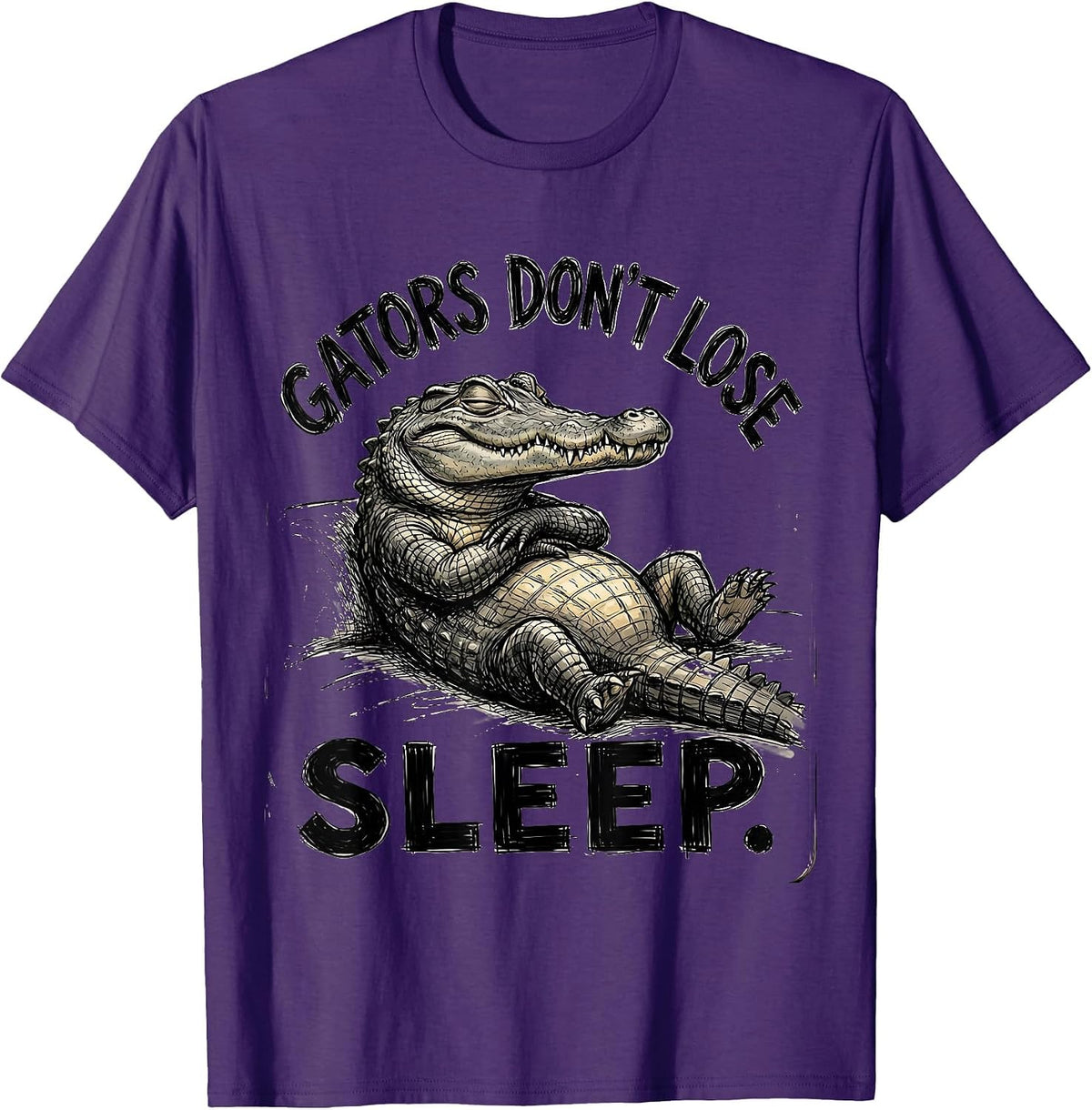 Men's Gators Don't Lose Sleep Bold Reptile Design T-Shirt - Purple
