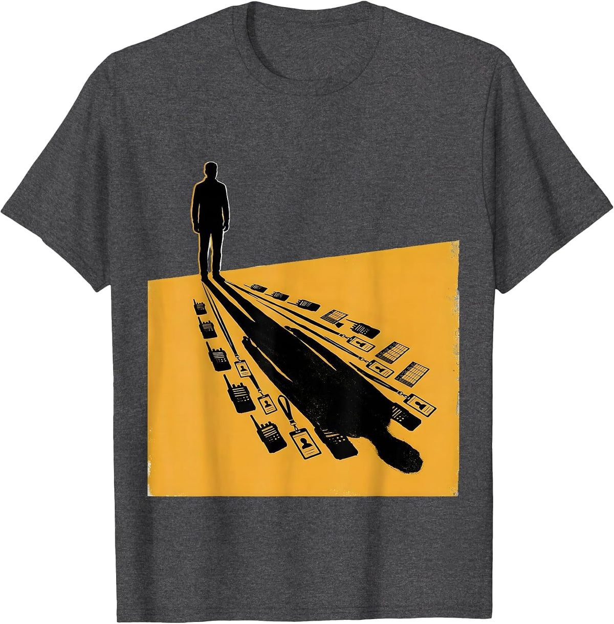 Men's Para Duty Shadows Funny Paraprofessional Support Staff T-Shirt - Dark Heather Grey