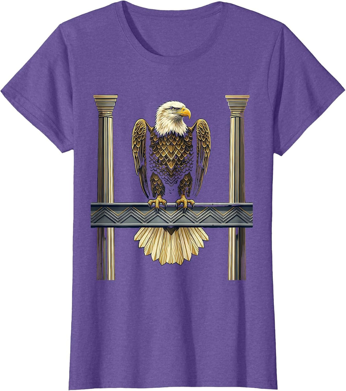 Women's Chicago Bald Eagle on Steel Beam Illustration T-Shirt - Purple Heather