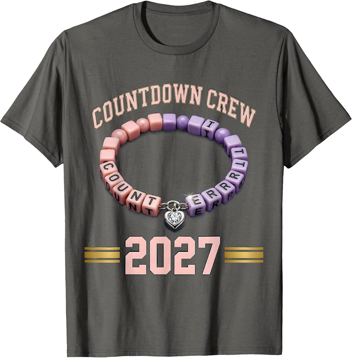 Countdown Crew 2027 Sports Matching Friendship Bead T-Shirt - Asphalt Grey