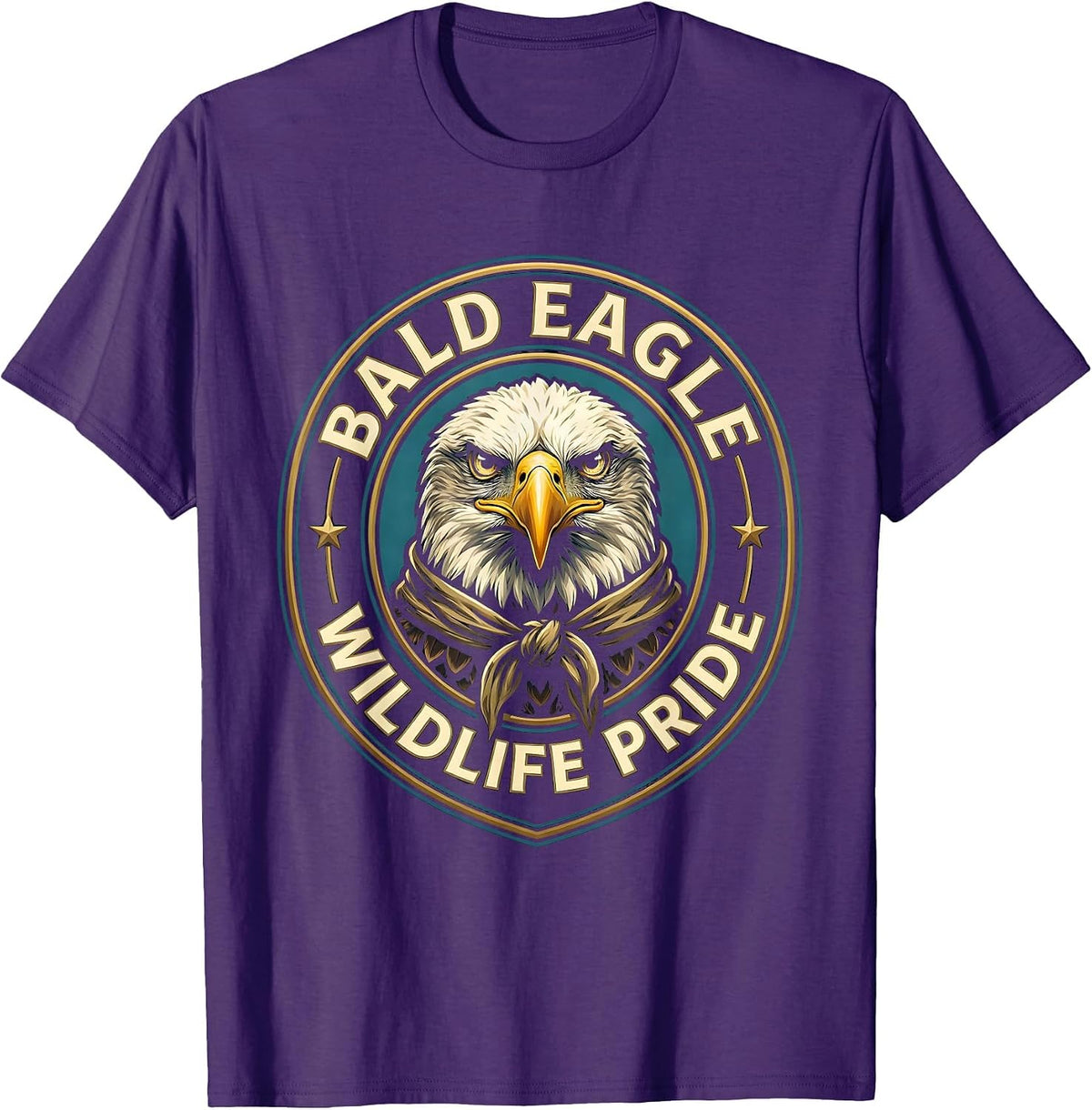 Men's Bald Eagle Head Scarf Emblem Kids Eagle Pride T-Shirt - Purple