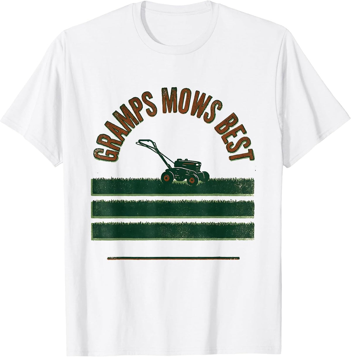 Men's Gramps Mows Best Vintage Funny Dad Lawn Mower Gift T-Shirt - White