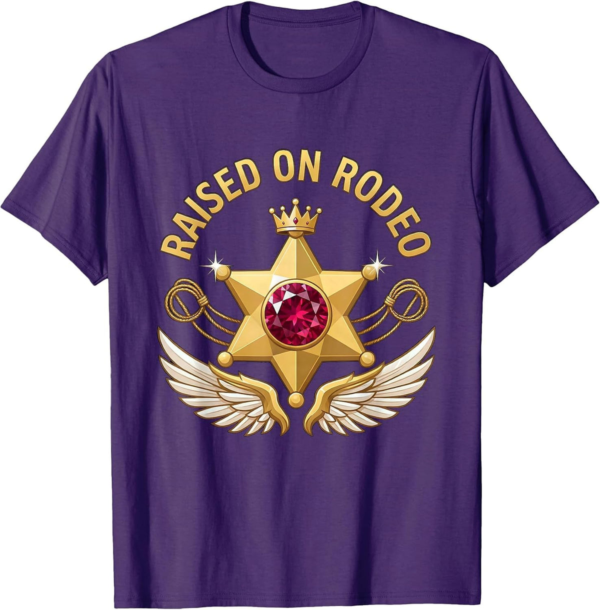 Raised on Rodeo Cowboy Western Design T-Shirt - Purple