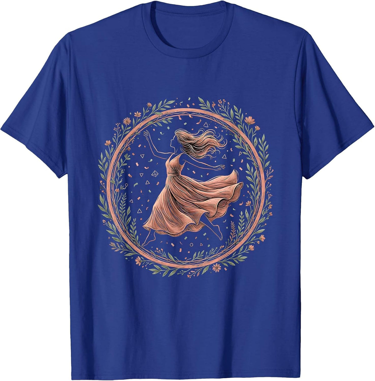 Gigi Confetti Celebration Jumping Fashion Design T-Shirt - Royal Blue