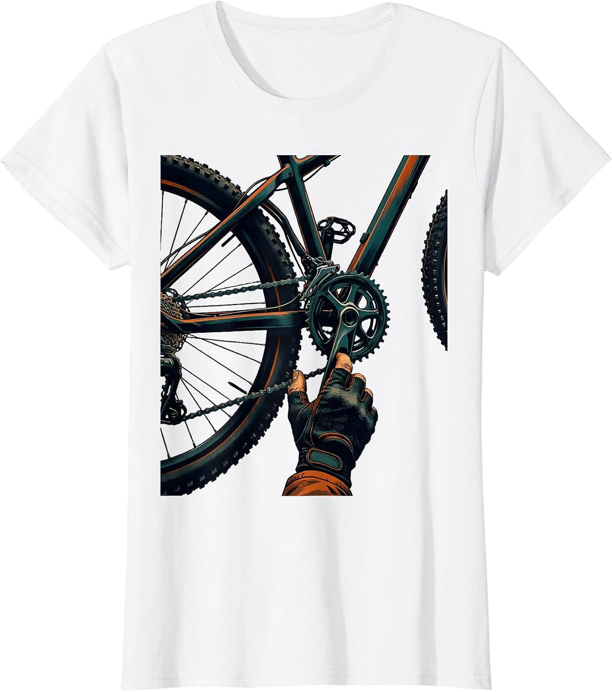 Women's Mountain Bike Drivetrain Humor Cycling Enthusiast Gift T-Shirt - White