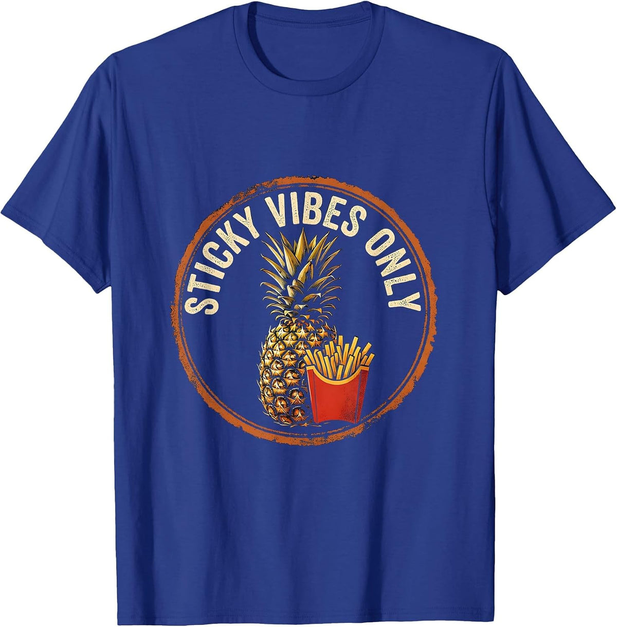 Sticky Vibes Only Rubber Stamp IVF Embryo Transfer Day T-Shirt - Royal Blue