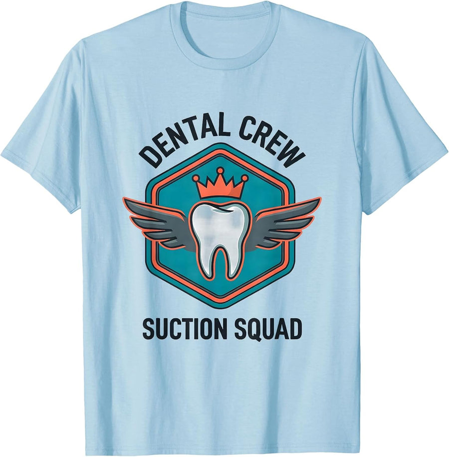 Men's Dental Crew Suction Squad Funny Dentist Dental Hygienist T-Shirt - Baby Blue
