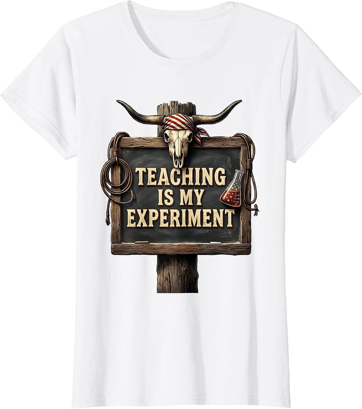 Teaching Is My Experiment Science Teacher Design T-Shirt - White