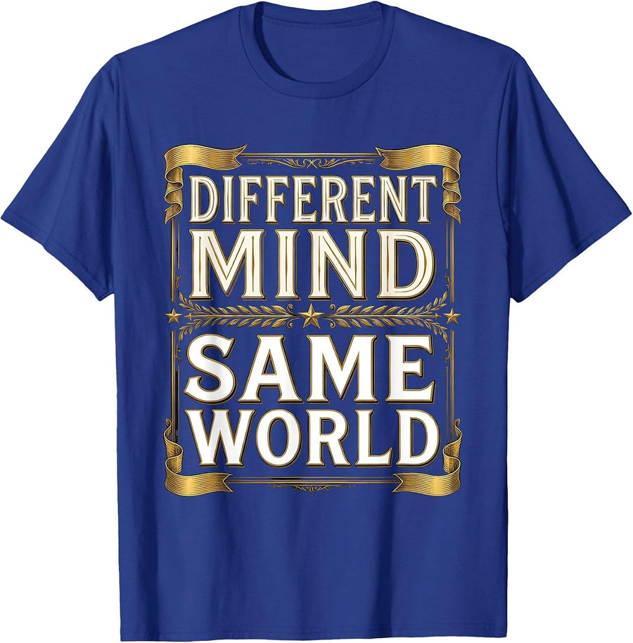 Different Mind Same World Neurodiversity Design T-Shirt - Royal Blue